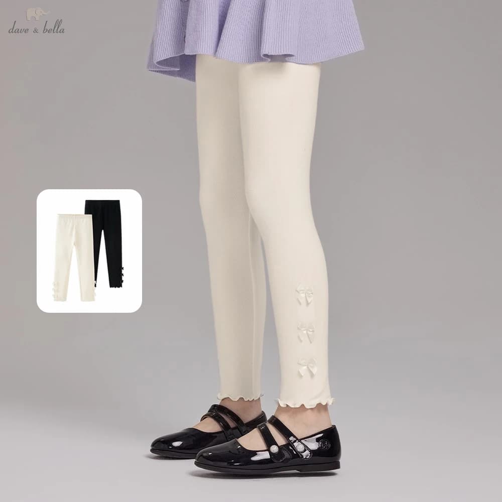 Dave Bella Children Bow Leggings Pants Spring Autumn Winter Warm Girls Elastic Trouses Kids 7-13 Years Legging DK3263600