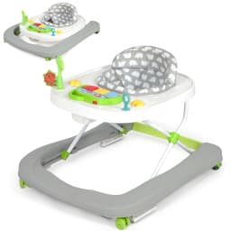 2 in 1 Foldable Baby Walker, Height Adjustable Walker with Music and Lights, Converts to Baby Push Along Walker and Kids Feeding
