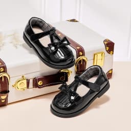 Dave Bella Girl Leather Shoes Princess Shoes Children Autumn Spring Retro Black Bow Anti Slip Elegant Kids Shoes Party DB3262847