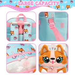 Meetbelify Rolling Backpack for Girls 3D Cartoon Plush Wheeled School Bag with Lunch Box Pencil Case Ages 6-8