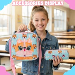 Meetbelify Rolling Backpack for Girls 3D Cartoon Plush Wheeled School Bag with Lunch Box Pencil Case Ages 6-8