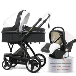 Luxury High-end Baby Stroller 3in1, Belecoo X6 High Landscape Baby Cart with Car Basket,can Sit, Lie Down and Fold Two-way Cart