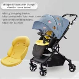 Luxury Baby Stroller Portable Baby Stroller with Two-way Push Rod Foldable High-view Baby Stroller Multi-function Infant Trolley