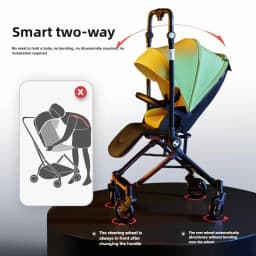 Luxury Baby Stroller Portable Baby Stroller with Two-way Push Rod Foldable High-view Baby Stroller Multi-function Infant Trolley