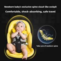 Luxury Baby Stroller Portable Baby Stroller with Two-way Push Rod Foldable High-view Baby Stroller Multi-function Infant Trolley