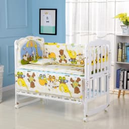 6Pcs Cartoon Infant Newborn Baby Crib Bedding Set Cradle Fence Nursery Toddler Bed Room Crib Bumper (4Bumpers+Matress+Pillow)