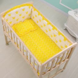 6Pcs Cartoon Infant Newborn Baby Crib Bedding Set Cradle Fence Nursery Toddler Bed Room Crib Bumper (4Bumpers+Matress+Pillow)