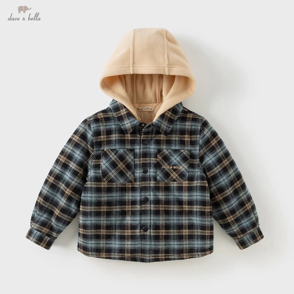 Dave Bella Boys' Cotton-padded Clothes Autumn Winter Children's Hooded Cotton Jacket Kids' Stylish Warm Coat DB4253916