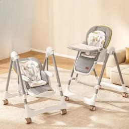 EU Stock Children's Dining Chair Portable Home Foldable Baby Dining Chair 2-in-1 Baby Rocking Swing Adjustable Height