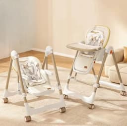 EU Stock Children's Dining Chair Portable Home Foldable Baby Dining Chair 2-in-1 Baby Rocking Swing Adjustable Height