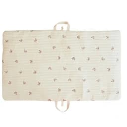 Baby Portable Travel Mat, Thick Padded Infant Nap Play Mat with Carry Straps, Embroidered Breathable Sleeping Pad