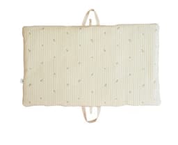 Baby Portable Travel Mat, Thick Padded Infant Nap Play Mat with Carry Straps, Embroidered Breathable Sleeping Pad