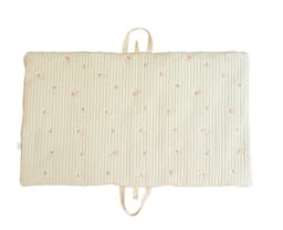 Baby Portable Travel Mat, Thick Padded Infant Nap Play Mat with Carry Straps, Embroidered Breathable Sleeping Pad