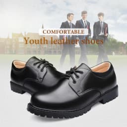 Soft Bottom School Shoes for Boys Middle School Student British Black. Performance Shoes Comfortable Barefoot Kids Boy Mother