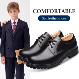 Soft Bottom School Shoes for Boys Middle School Student British Black. Performance Shoes Comfortable Barefoot Kids Boy Mother
