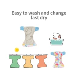 Elinfant ECO-friendly Diaper Set Baby 8 Pcs Pocket Diapers One Size Gray Mesh Cloth Adjustable Cloth Nappy For Baby Girls&Boys