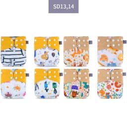 Elinfant ECO-friendly Diaper Set Baby 8 Pcs Pocket Diapers One Size Gray Mesh Cloth Adjustable Cloth Nappy For Baby Girls&Boys