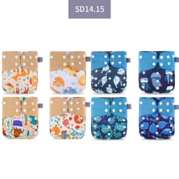 Elinfant ECO-friendly Diaper Set Baby 8 Pcs Pocket Diapers One Size Gray Mesh Cloth Adjustable Cloth Nappy For Baby Girls&Boys