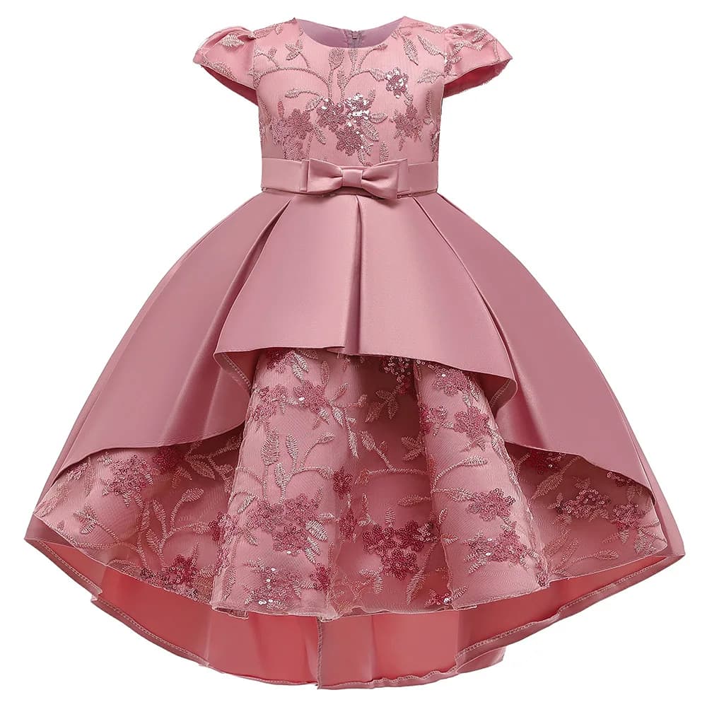 Fashion Bow Flower Girl Dresses for Weddings Lace Mesh Sleeveless Girls Party Dress Summer Children Girls Dress 4-12 Years