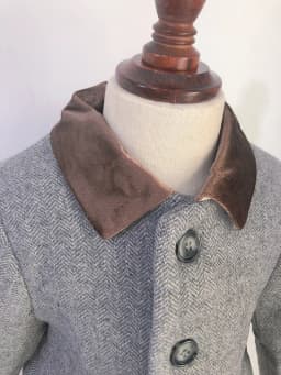 Children Boutique Clothing Winter Boy Gray Woolen Herringbone Pattern Coat British Warm Quilted Jacket New Year's Eid Clothes