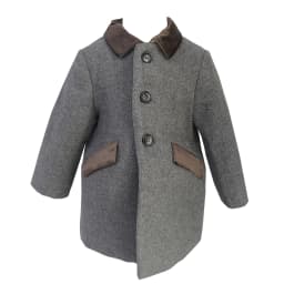 Children Boutique Clothing Winter Boy Gray Woolen Herringbone Pattern Coat British Warm Quilted Jacket New Year's Eid Clothes