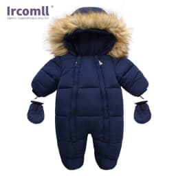 Ircomll Hight Quality Baby Clothes Overalls for Children Winter Hooded with Fur Warm Infant Romper Jumpsuit Kids Clothing Toddle