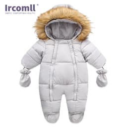 Ircomll Hight Quality Baby Clothes Overalls for Children Winter Hooded with Fur Warm Infant Romper Jumpsuit Kids Clothing Toddle