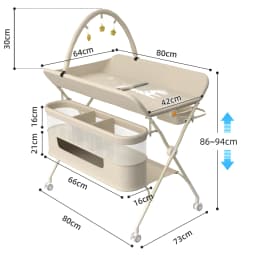 4 in 1 Folding Changing Table, Mobile Changing Unit, Height-adjustable Changing Station With Toy Arch & Storage Basket