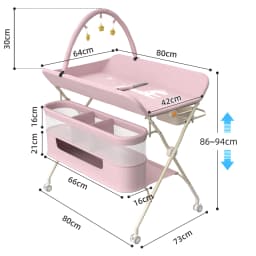 4 in 1 Folding Changing Table, Mobile Changing Unit, Height-adjustable Changing Station With Toy Arch & Storage Basket