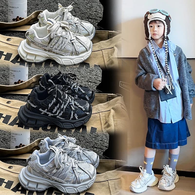 Kids Chunky Sneakers for Boys Girls 2025 New Autumn Toddler Sports Sneakers Soft Sole Breathable Chic School Basketball Shoes