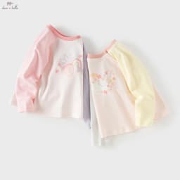 Dave Bella Children Long Sleeve Printed T-shirts Girls Sweet Spring Autumn Pullover Tops Baby Cotton Bottoming Clothes DB1261047