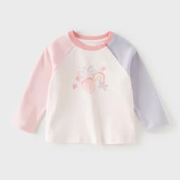 Dave Bella Children Long Sleeve Printed T-shirts Girls Sweet Spring Autumn Pullover Tops Baby Cotton Bottoming Clothes DB1261047
