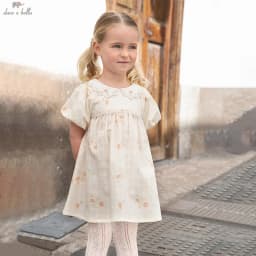 Dave Bella Children's Dresses Spring Autumn Pure Cotton Girl Sweet Elegant Skirt Outerwear Princess Party Kids Clothes DB2252121