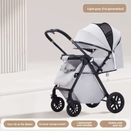 Lightweight Foldable Stroller with Reversible Seat Parent-World Facing Reclining Baby Carriage Big Wheels for Easy Maneuvering