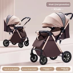 Lightweight Foldable Stroller with Reversible Seat Parent-World Facing Reclining Baby Carriage Big Wheels for Easy Maneuvering