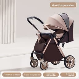 Lightweight Foldable Stroller with Reversible Seat Parent-World Facing Reclining Baby Carriage Big Wheels for Easy Maneuvering