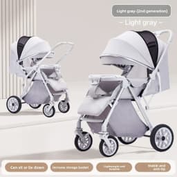 Lightweight Foldable Stroller with Reversible Seat Parent-World Facing Reclining Baby Carriage Big Wheels for Easy Maneuvering
