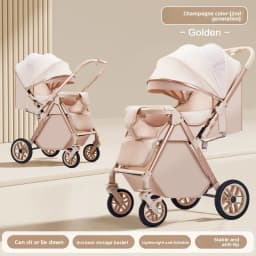 Lightweight Foldable Stroller with Reversible Seat Parent-World Facing Reclining Baby Carriage Big Wheels for Easy Maneuvering