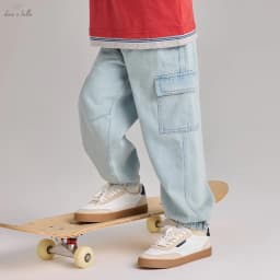 Dave Bella Children's Cargo Jean 5-13 Years Spring Autumn Boys Cowboy Cotton Pants Casual Loose Outdoor Trousers DK1260588
