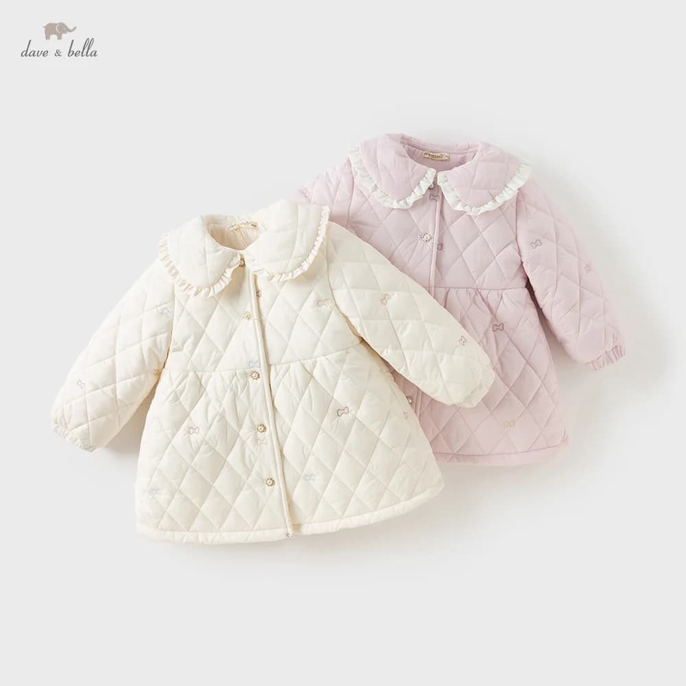Dave Bella Children Girls Gentle Cute Cotton Jacket Top Sweet Outerwear Winter Fashion Casual Parka Outdoor Warm DB4253754
