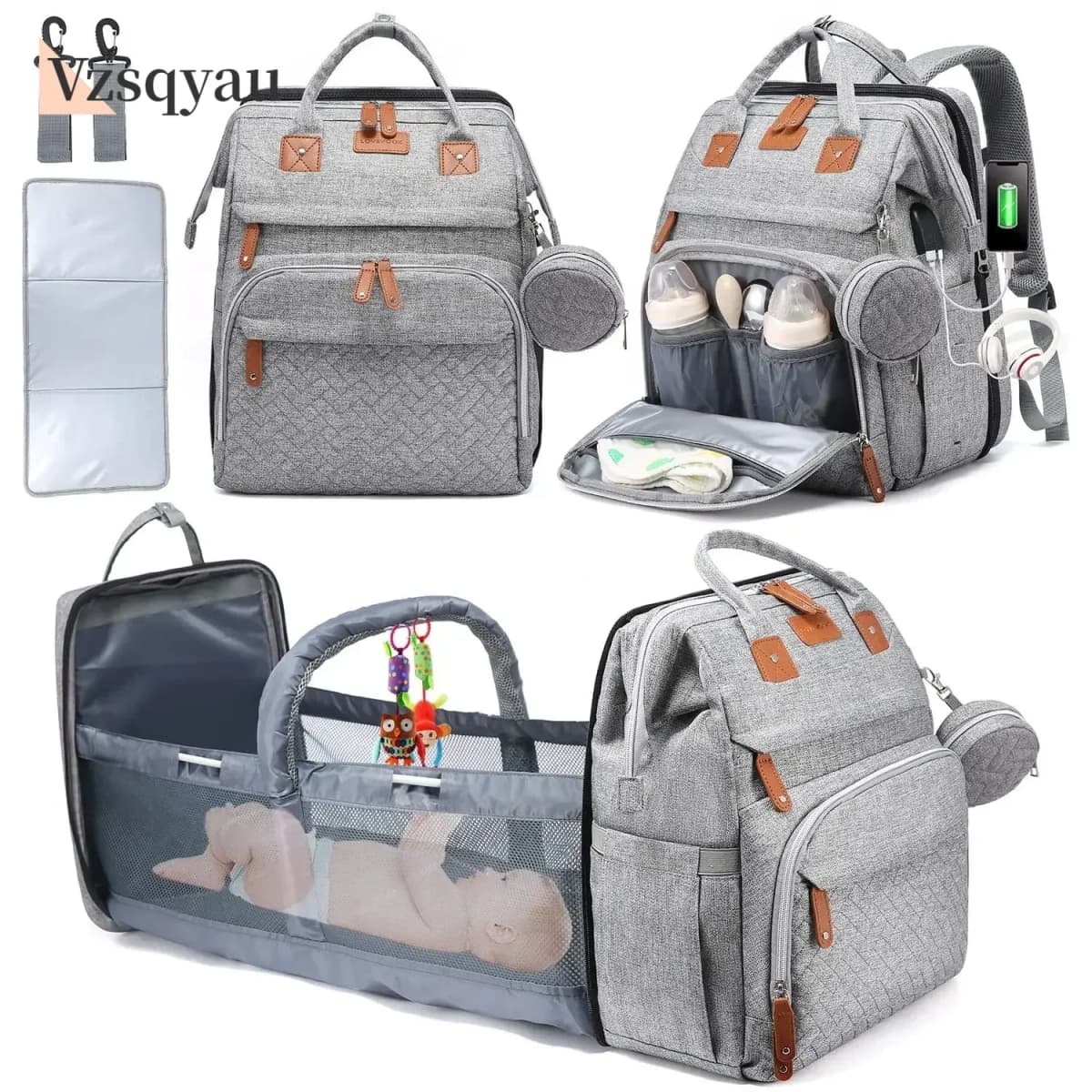 New Baby Nappy Changing Bags Changing Station Portable Baby Bed Travel Bassinet Folding Crib Shade Cloth Changing Pad Waterproof