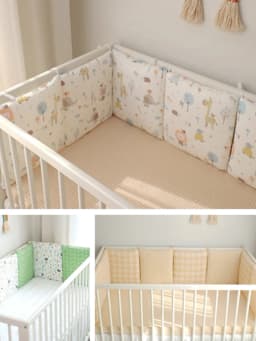 6pcs Baby Bumpers for Crib 30x30cm Cartoon Bedding Set Protector for Infant Boys Girls Nursery Furniture Kids Cot Bed
