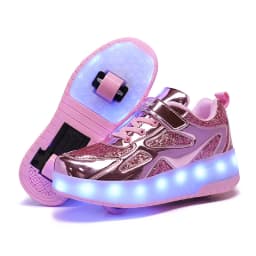 Children's Sneakers Men's Girls Roller Skates Ice Skates Wheeled Pink Led Light Kids Led Shoes Boys USB Charging Casual Footwear