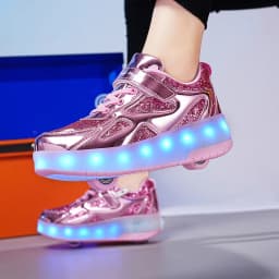 Children's Sneakers Men's Girls Roller Skates Ice Skates Wheeled Pink Led Light Kids Led Shoes Boys USB Charging Casual Footwear
