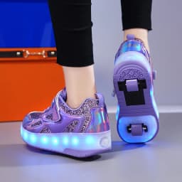 Children's Sneakers Men's Girls Roller Skates Ice Skates Wheeled Pink Led Light Kids Led Shoes Boys USB Charging Casual Footwear
