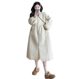 2025 Trendy Premium Pregnancy Coat Winter Cotton Blend Dress With Jacket Warm Elegant Comfortable Stylish Maternity Outfit