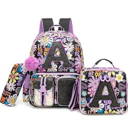 Backpack for Girls Letter Backpacks for Elementary Student Teen Girls Cute School Bag Kids Bookbag for Kids 8-10
