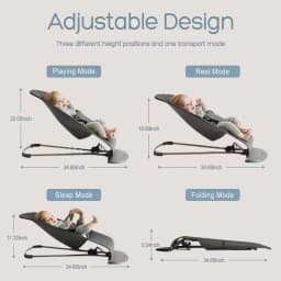 Baby Rocking Chair Baby Bouncer Seat Portable Foldable with 3 Recline Positions Swing Chair Baby Cradle