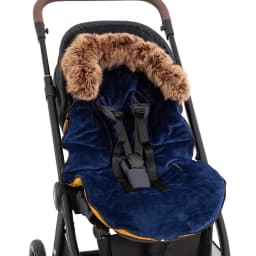 0-24 Months Baby Stroller Footmuff Winter Envelope Navy Blue White Brown Patchwork Fluffy Windproof Warm Removable Fur Collar