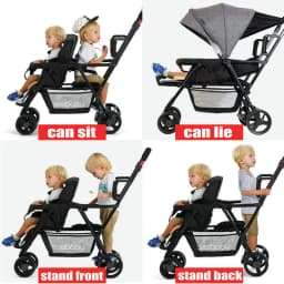 Lightweight Tandem Stroller, Back Seat Can Load 2-5 Ages Kids, Foldable Twins Stroller Can Sit Can Lie Twins Stroller